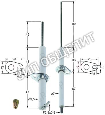 Электрод зажигания Lainox, набор для MG061H / MG061M / MG061P / MG061T / MG101H