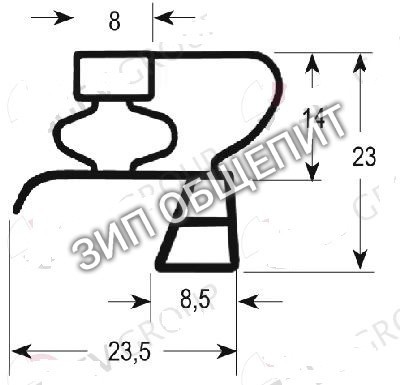 Уплотнитель 2304414 для холодильника Mareno EF140
