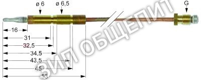 Термоэлемент Angelo-Po, M8x1, Д 600мм, плоский штекер ø6,0мм для 091CP1G / 0A1CP1G / 0B1CP1G / 0D1CP1G / 0G1CP1G