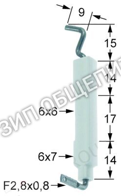Электрод зажигания ANGELO-PO, Д1 ø 6x7, присоединение F2,8x0,8мм для FCV101 / FCV101DM / FCV101DM-CSA / FCV101DS / FCV101DS-CSA